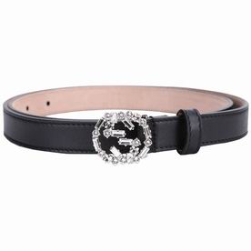 Gucci Cowhide Crystal GG Buckle Belt G5841493