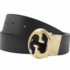 Gucci GG Gold Buckle Two-sided Belt Light Blue-Black 6559170
