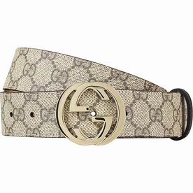 Gucci Classic Canvas Gold Buckle Belt Light Coffee 9138295