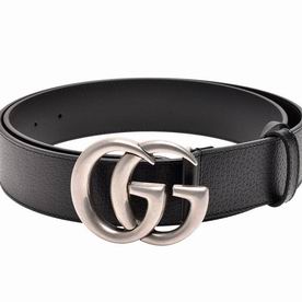 Gucci Cowhide Anti-Silver Buckle Black 9553773