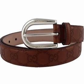 Gucci Embossed Cowhide Pin Buckle Silver Belt In Coffee G5947003