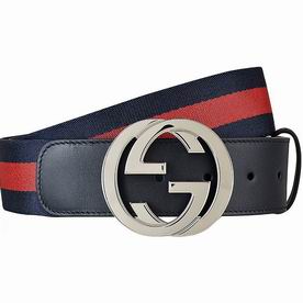 Gucci Black/red Canvas Silver GG Buckle Belt 6632126