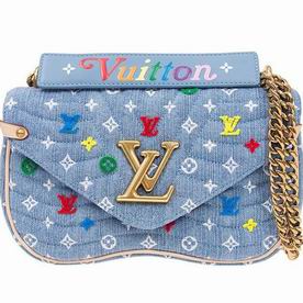 Louis Vuitton Denim Canvas New Wave Chain Bag MM Blue M53692