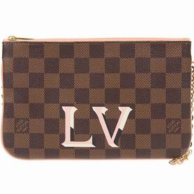 Louis Vuitton Damier Ebene coated canvas POCHETTE DOUBLE ZIP N60254