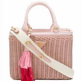 Prada Wicker and canvas handbag Pink 1BG8352E28F0333