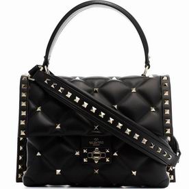 VALENTINO GARAVANI MEDIUM CANDYSTUD NAPPA LEATHER HANDBAG BLACK SW2B0B55NAP0NO