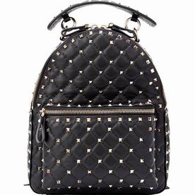 Valentino Blaack Cowhide Leather Backpack With Handle Around Studs SW2B0C48NAP0NO