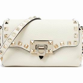 VALENTINO GARAVANI Mini Gold Rockstud Calfskin Crossbody Bag Off-white SW2B0C68VSFI16
