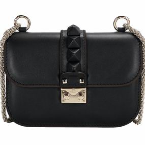 Valentino Glam Lock Calfskin Mini Shoulder Bag Black VA52777