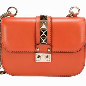 Valentino Glam Lock Calfskin Mini Shoulder Bag Orange VA56314