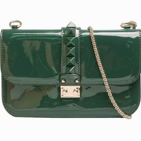 Valentino Glam Lock Patent Medium Bag Green VA58495