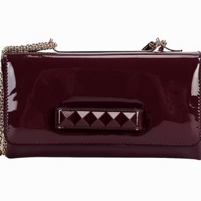 Valentino Patent Long Chain Bag In Wine VA53509
