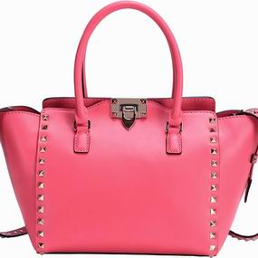 Valentino Rockstud Calfskin Small Handbag Hot Pink VA57222