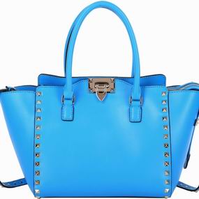 Valentino Rockstud Calfskin Small Handbag Shiny Blue VA59399