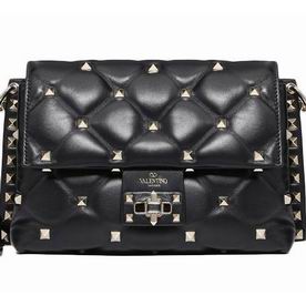 VALENTINO GARAVANI MEDIUM CANDYSTUD NAPPA LEATHER HANDBAG BLACK SW2B0C72NAP0NO