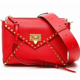 VALENTINO GARAVANI Rockstud Calfskin Bag RED SW2B0E56KYKJU5