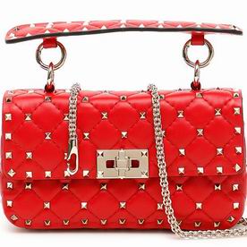 VALENTINO Rockstud Lambskin Leather Small Handbag Red SW2B0123NAPJU5