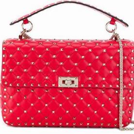 VALENTINO Rockstud Cowhide Leather Big Handbag Red TW2B0121NAPJU5