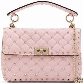 VALENTINO Rockstud Cowhide Leather Medium Handbag Pink TW2B0122NAP16Q