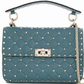 VALENTINO Rockstud Cowhide Leather Medium Handbag Light Blue TW2B0122NAP16U