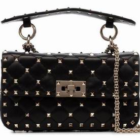 VALENTINO Rockstud Cowhide Leather Small Handbag Light Black TW2B0123NAP0NO