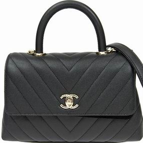 Chanel Caviar Leather V Small Coco Handle Gold Hardware A92990CBLKGPV