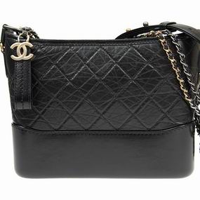 Chanel Gabrielle Two-tone Chain calfskin Leather Shouldbag In Black AS1521BLKGP