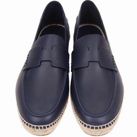 Hermes Cowhide Leather Mens Shoes In Blue TRIPBLUE