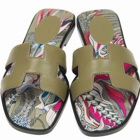 Hermes Cowhide Leather Sliper In Green SANDAL61WP