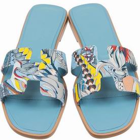 Hermes Cowhide Leather Sliper In Blue SANDALP3WP