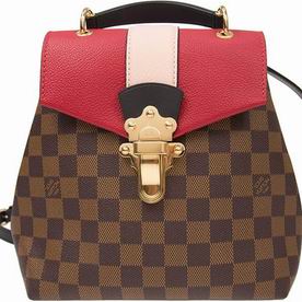 Louis Vuitton Damier Ebene Canvas And Small-Grained Cowhide Clapton Backpack Scarlet N40104