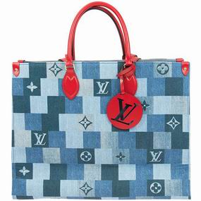 Louis Vuitton Monogram Denim canvas Onthego GM Blue/Red M44992
