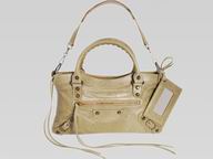 Balenciaga First Top Leather&Fabric Bag Beige 103208-BE