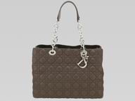 Dior Lady Dior Cannage Patent Deep Brown Shop Tote-2 D3150