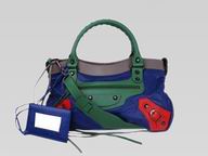 Balenciaga First Top Leather Bag Blue-Green/Grey 103208 D96JT