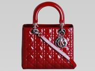 Dior Lady Dior Cannage Patent Leather In Red D3496