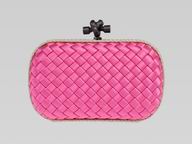 Bottega Veneta Intreciatto Silk Weave Knot Clutch in pink BGV51895