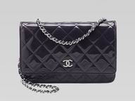 CHANEL PATENT LONG CHAIN multi-functional BAG PURPLE A21527