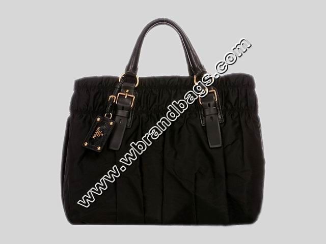 PRADA GAUFRE NYLON HANDBAG BLACK P001370