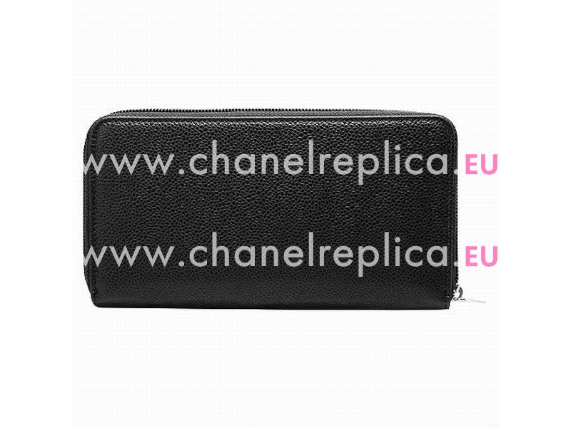 Chanel Caviar Leather CC Logo Wallet In Black A56328