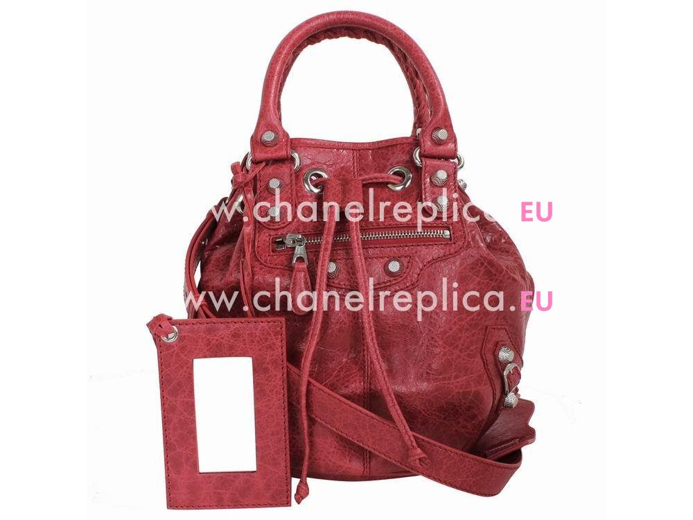 Balenciage Pomple Lambskin Silvery hardware Classic Mini Bag Scarlet B4545428