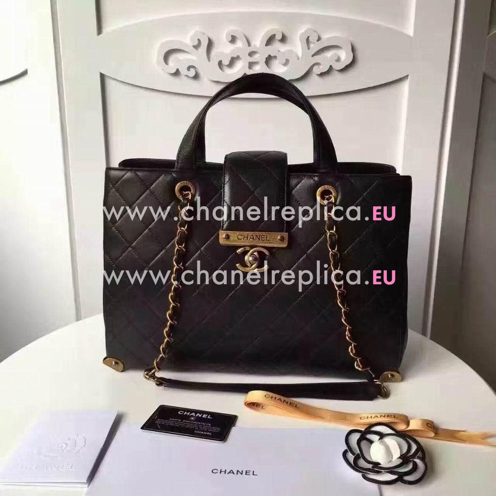 CHANEL Shoppe Hardware Baby Calfskin Briefcase in Black C61210906