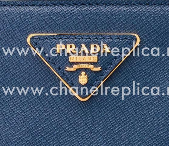 Prada Saffiano Lux Triangle Logo Cowhide Shouldbag Navy Blue PR45049