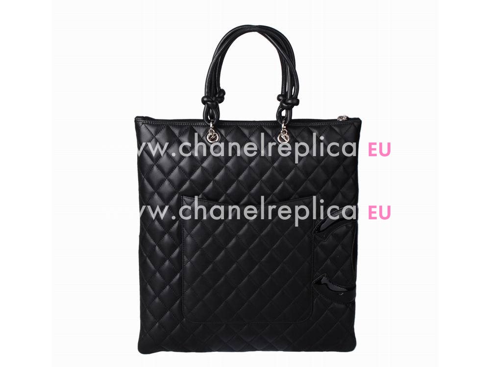 Chanel Lambskin Cambon Tote Bag Black(Black CC) A28126C
