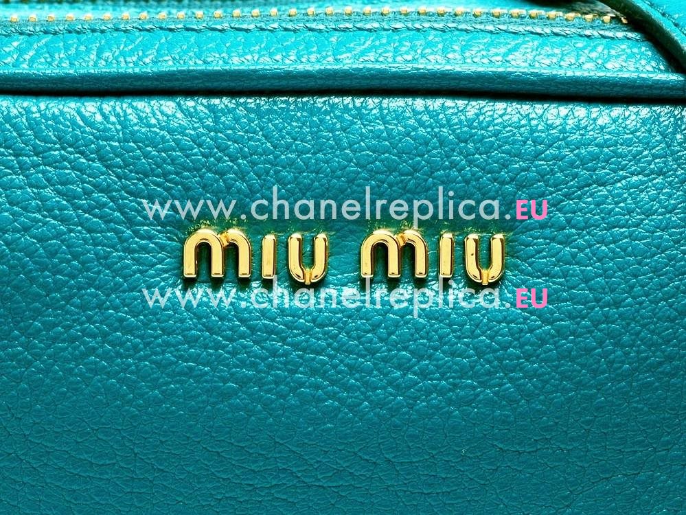 MIU MIU Pebble-finish Madras Piccole Borse Peacock Blue 5BH540