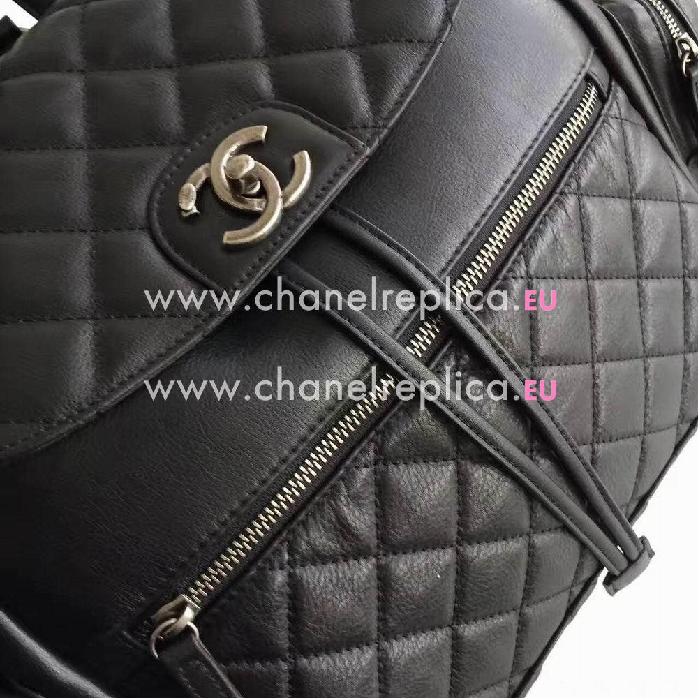 CHANEL 2017 New Style Clafskin Gold Chain Shoulder Backpack in Black C6121202