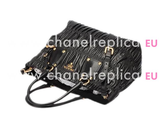 Prada Nappa Gaufre Lambskin Shopping Tote Bag In Black P369090