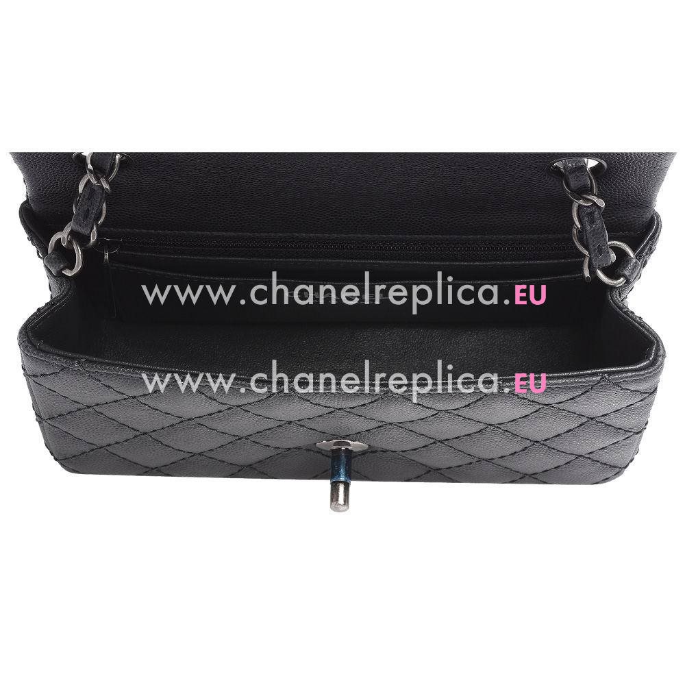 CHANEL Classic Mini Coco Anti Silvery Hardware Rhombic Caviar Calfskin Bag in Gray A557941