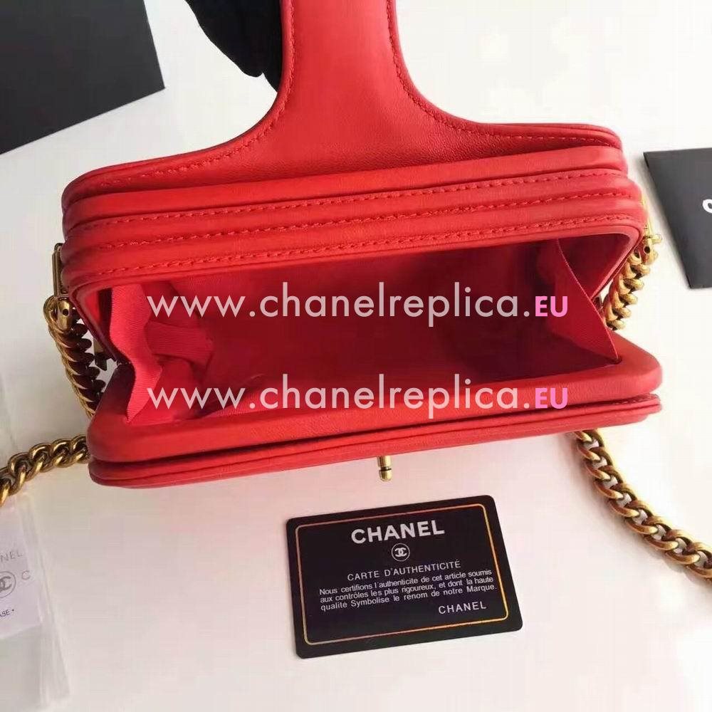 Chanel Classic Gold Hardware Trichogaster leeri Leather Shoulder Bag Red C6120501