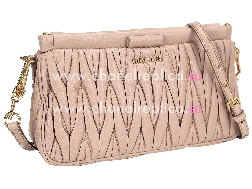 Matelassé nappa leather clutch Nude RP0356